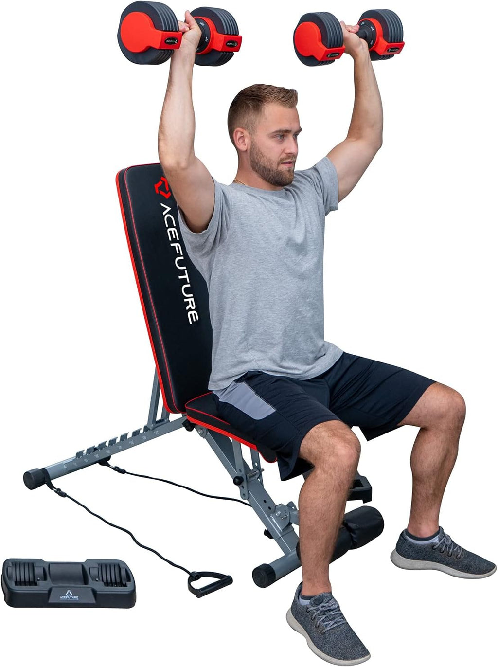 Adjustable Foldable Weight Bench with Resistance Bands S594571