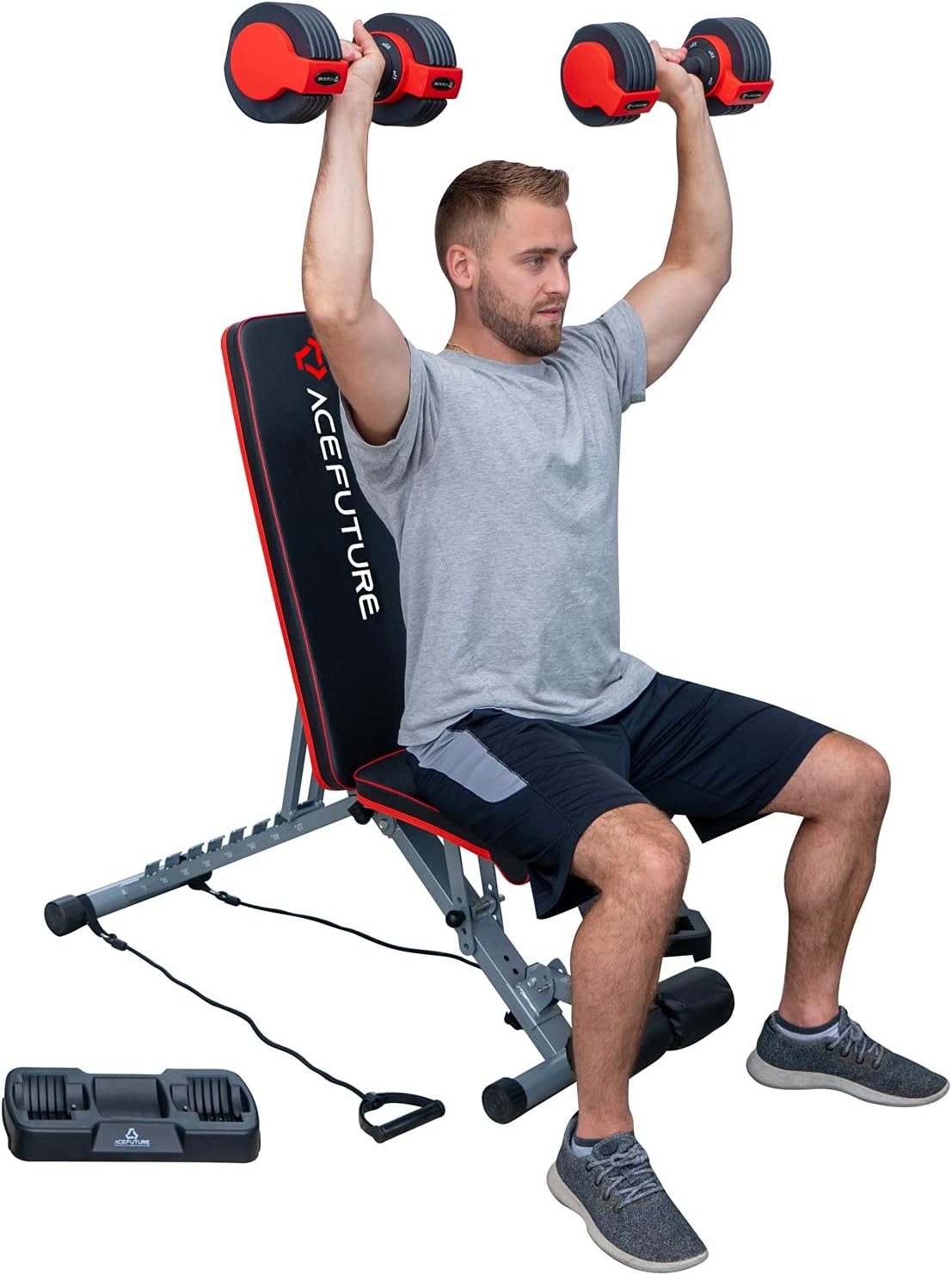 Adjustable Foldable Weight Bench with Resistance Bands S594571