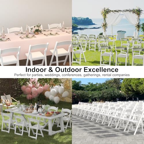 4 Pack White Folding Chairs with Cushion K611438