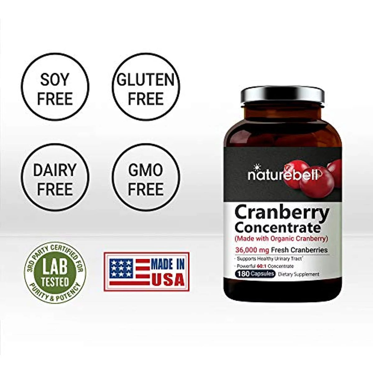 Cranberry Pills 36,000mg with Acerola, 240 Veggie Capsules M321728