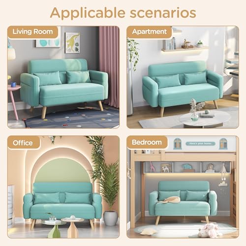 Aquamarine Fabric 2 Seater Sofa with Lumbar Pillows L96127