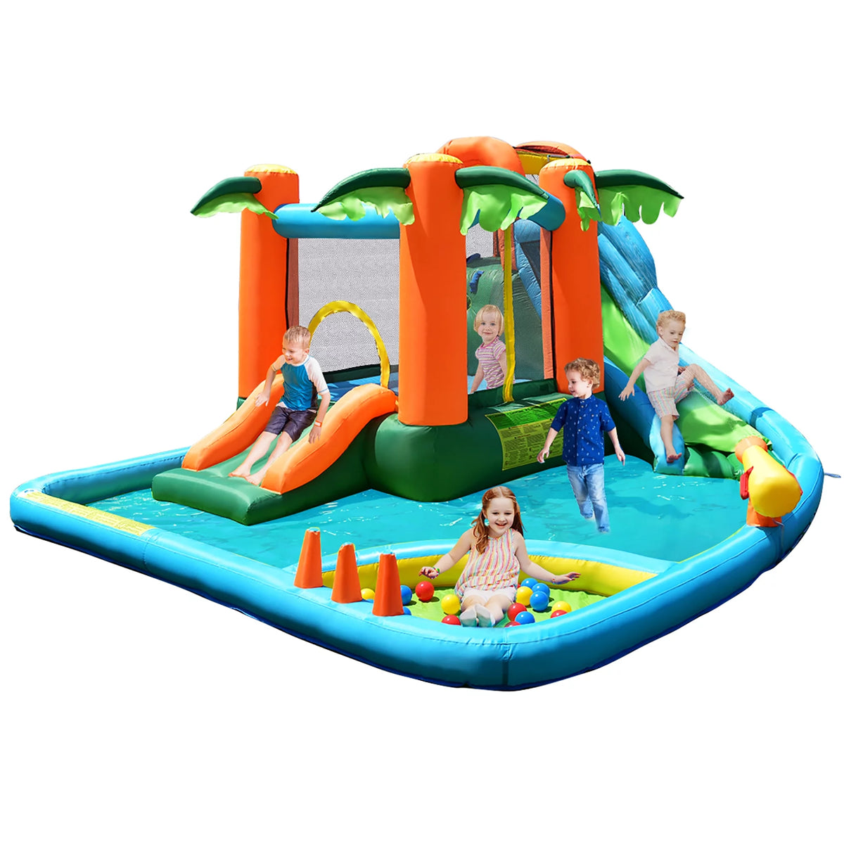 Inflatable Bounce House Kids Water Splash Pool Dual Slide K846