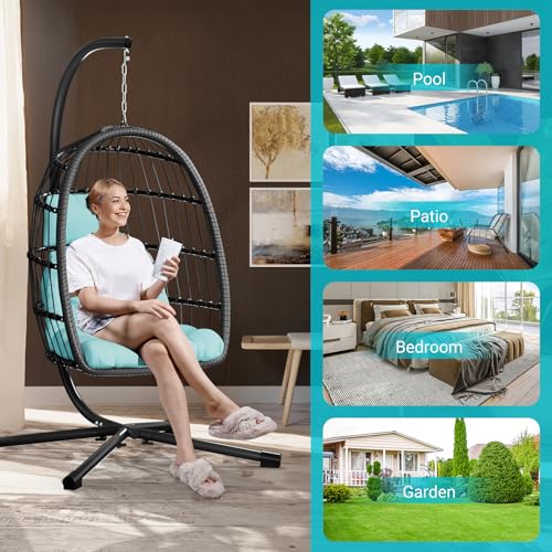 Egg Chair with Stand Rattan Wicker Hanging Swing Hammock Chair U9926