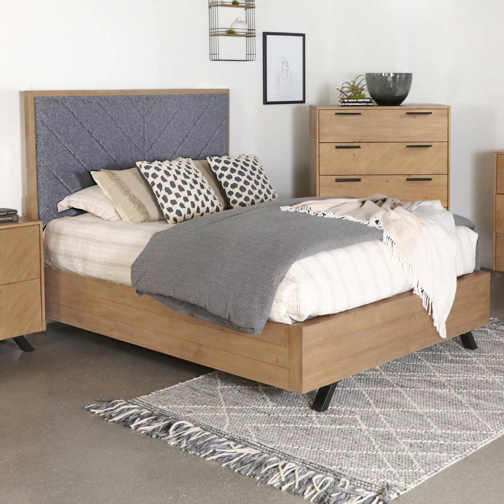 Fabric Upholstered Eastern King Panel Bed M7311