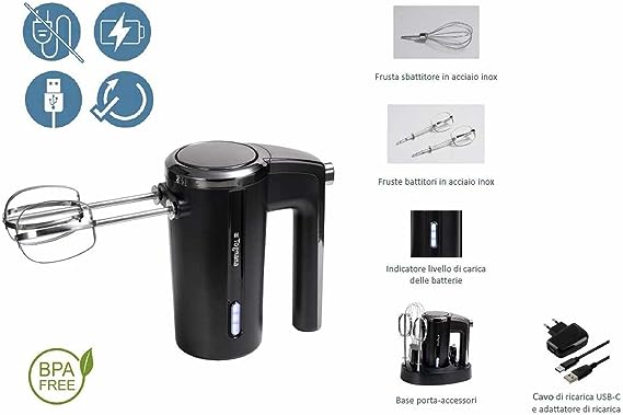 Rechargeable Hand Mixer Black 50W Q6690