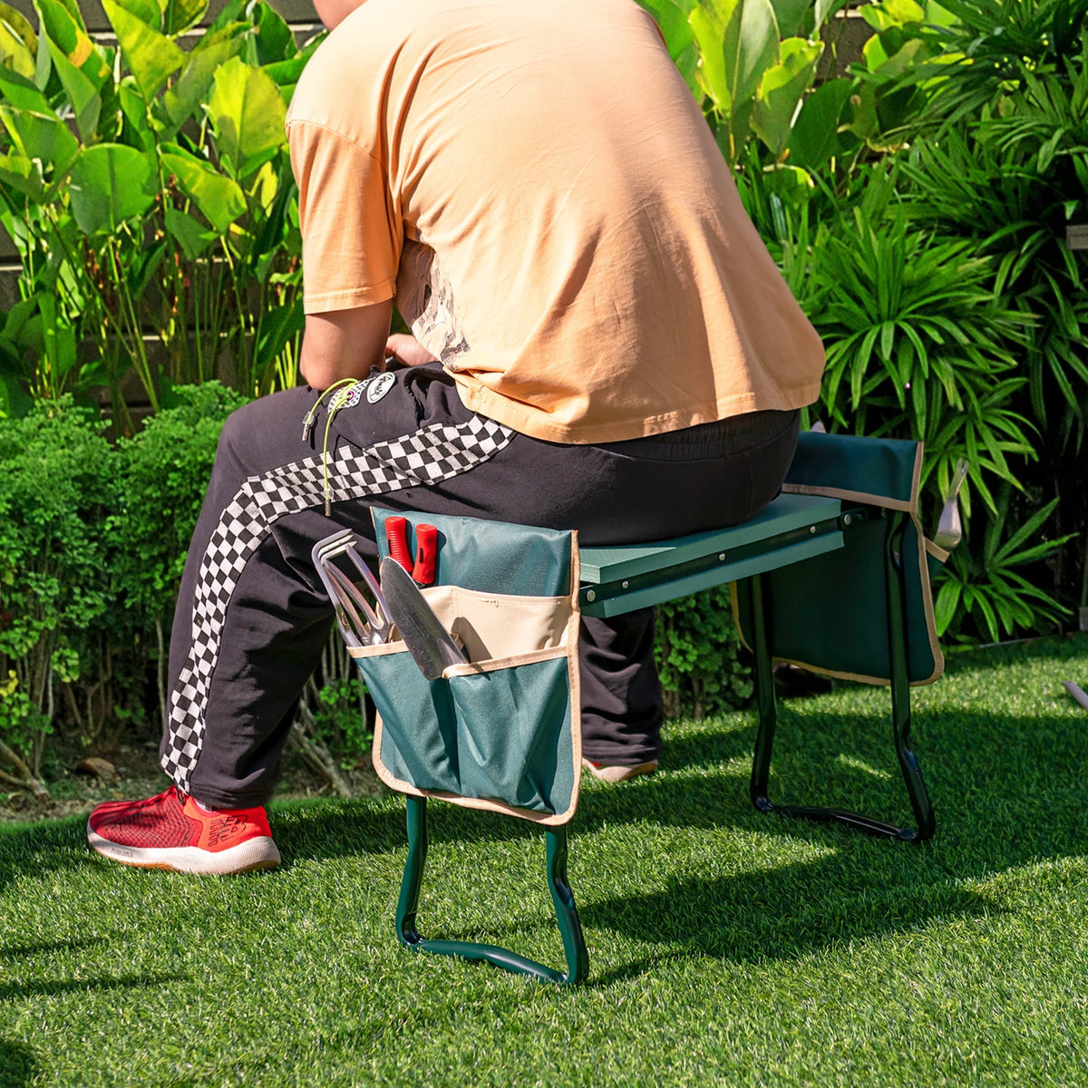 Folding Garden Kneeler Seat Bench with Tool Pouches S756339
