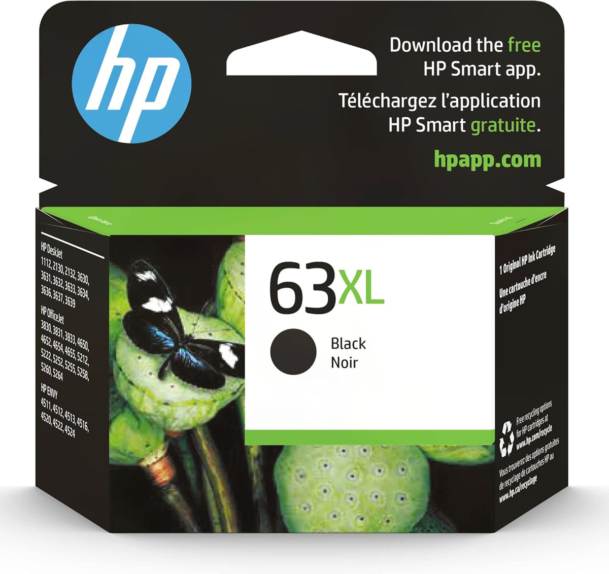 HP 63XL Black Ink, Glossy Photo Paper, 25 Sheets, 8.5x11 Pack of 2 P95323