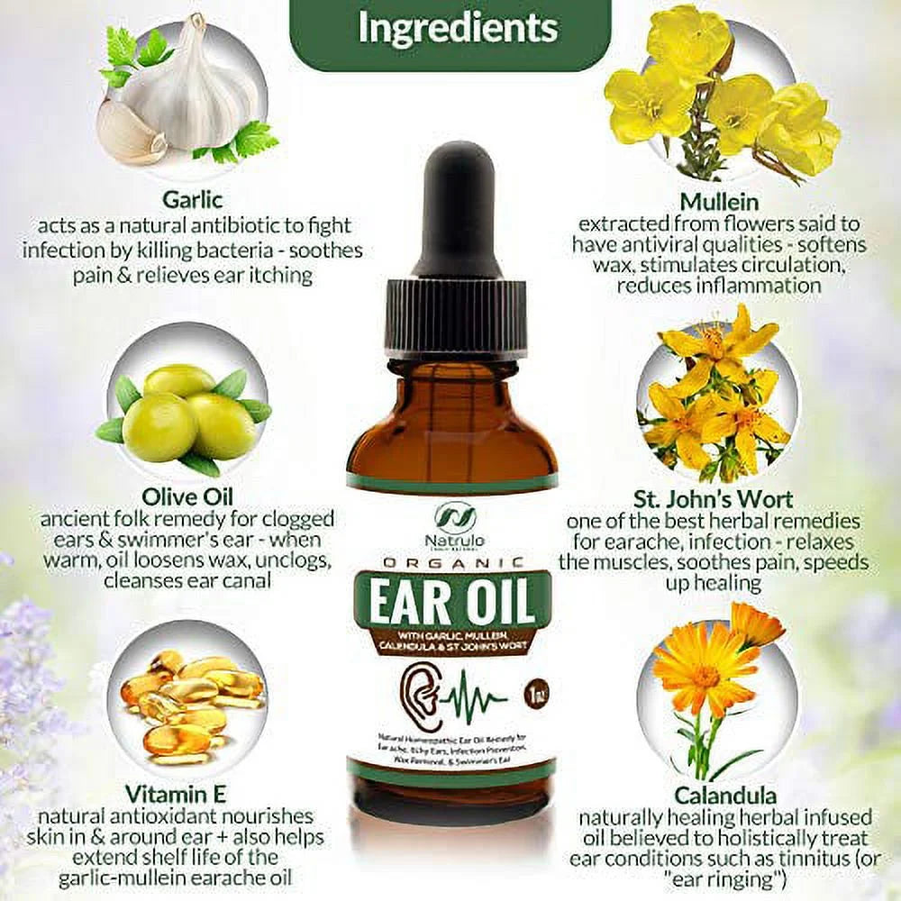Organic Ear Oil Ear Drops with Mullein, Garlic, Calendula K374618