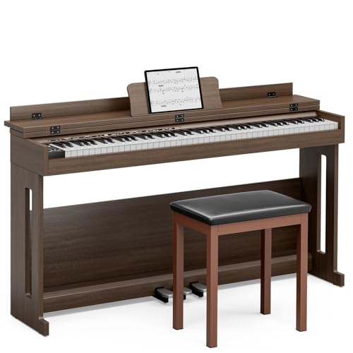 Black Full Size Weighted Key Digital Piano with Piano Bench, Stand, 3 Pedal Y472