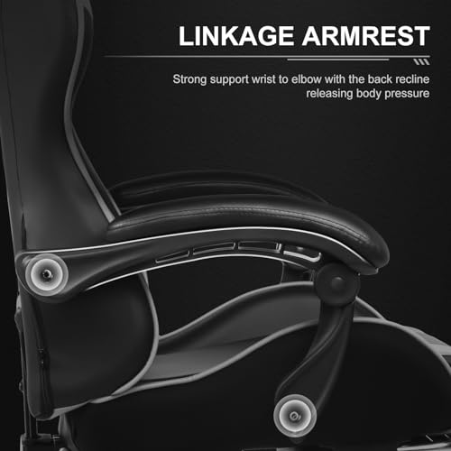 Blue Faux Leather Gaming Chair with Footrest and Lumbar Support G82810