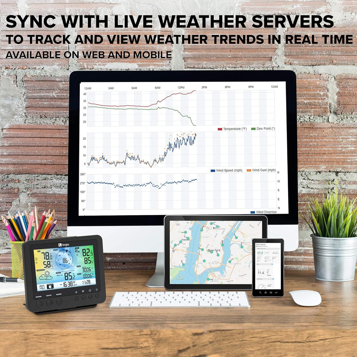 5-in-1 Wi-Fi Weather Station with Indoor/Outdoor Remote Monitoring B4650