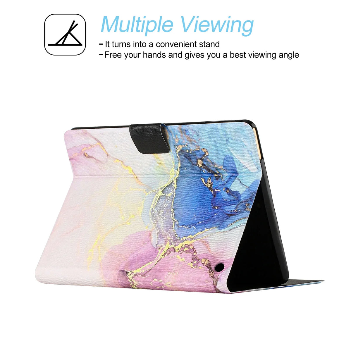 Pink Blue Marble PU Leather Fire HD 10 Tablet Case T5689