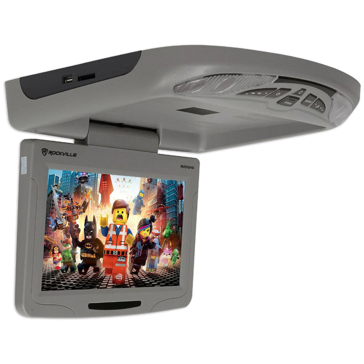 12x22 Grey Flip Down Car Monitor Dvd Usb Sd Player H98229