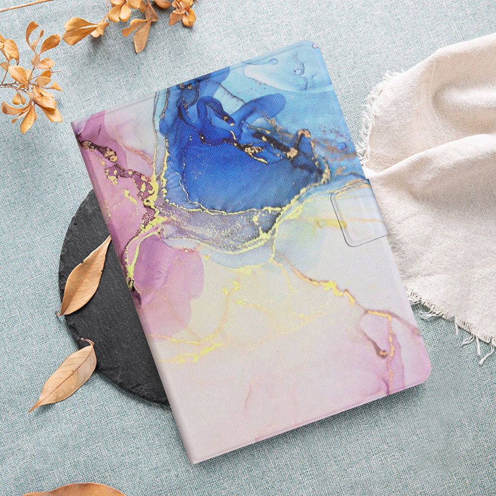 Pink Blue Marble PU Leather Fire HD 10 Tablet Case T5689