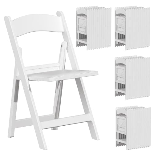 4 Pack White Folding Chairs with Cushion K611438