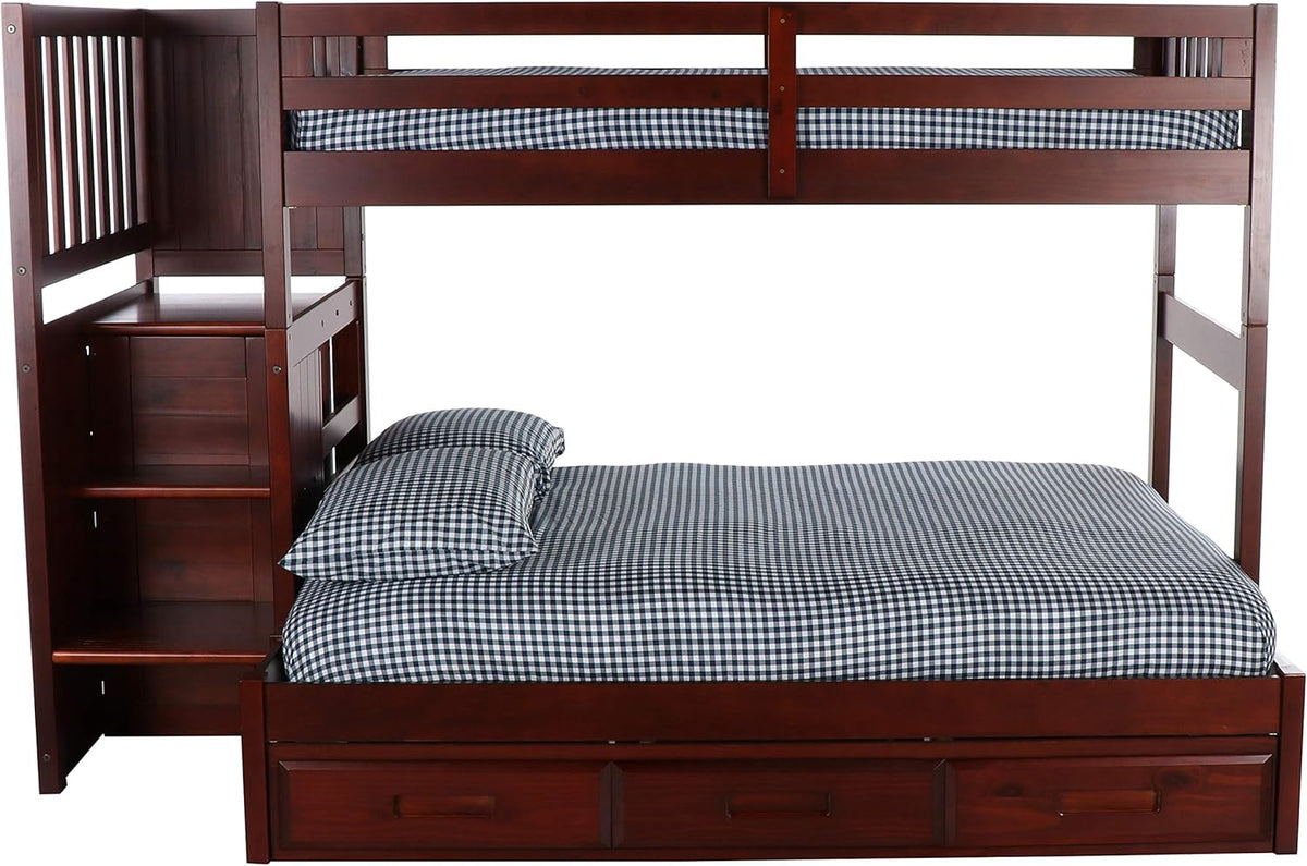 Twin Over Full Staircase Bunk Bed with 3 Drawers M636