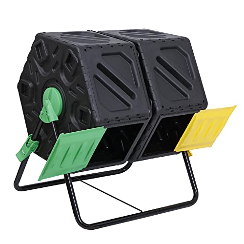 37 Gallon Black Dual Chamber Compost Tumbler W5700