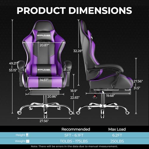 Blue Faux Leather Gaming Chair with Footrest and Lumbar Support G82810