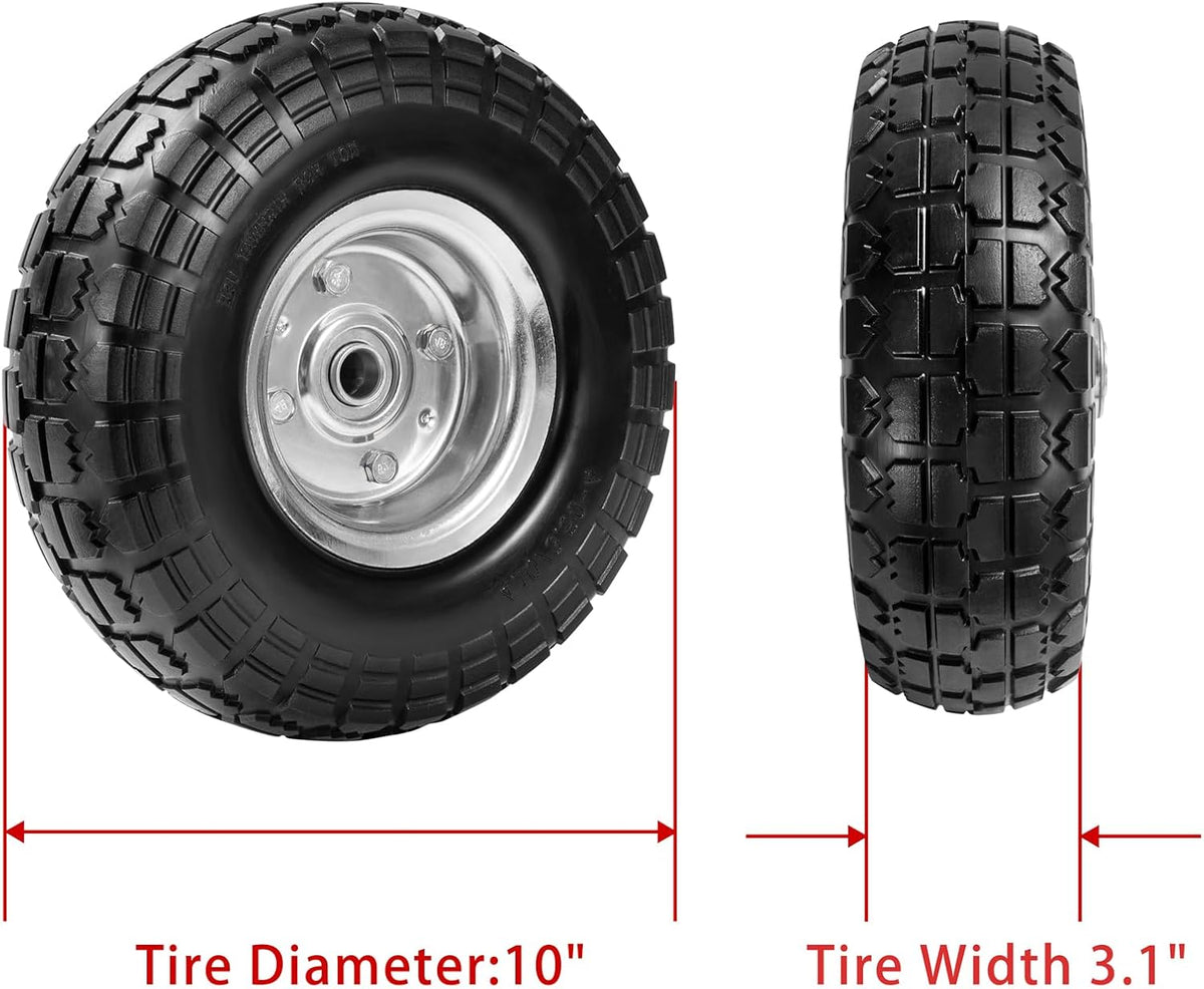4.10/3.50-4 Flat-Free Solid Tires and Wheels with 5/8" Bearings 2-Pack O6885