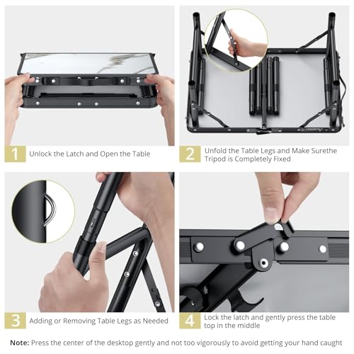 Folding Camping Table with Storage Net, 3 Adjustable Height Aluminum Small Portable Table with Carry Handle M412748