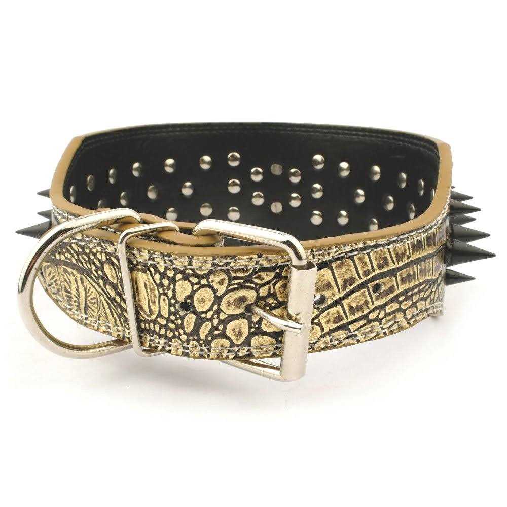3 Inch Width Sharp Spiked Studded Leather Dog Collar M60553