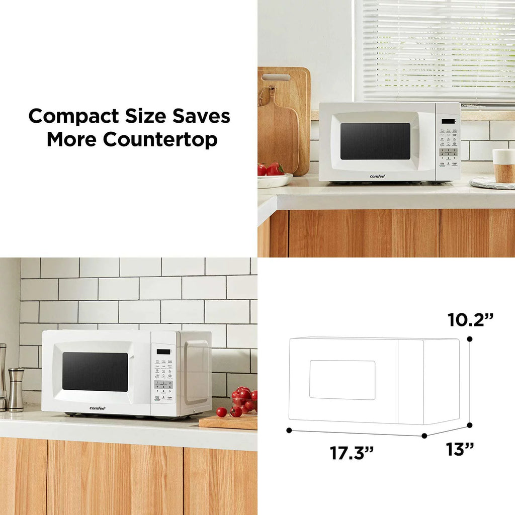 0.7 Cu Ft 700W Pearl White Countertop Microwave Oven Y864