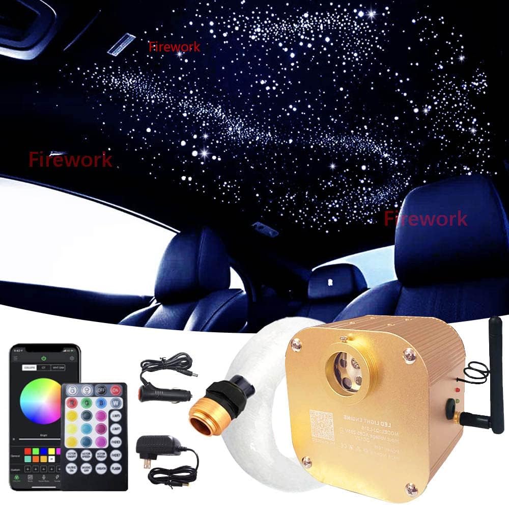 16W Twinkle Fiber Optic Star Ceiling Light Kit with APP Remote Music Mode RGBW LED 460pcs 9.8ft D10971