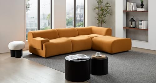 Beige Curved Sectional Sofa with Left Chaise D810114