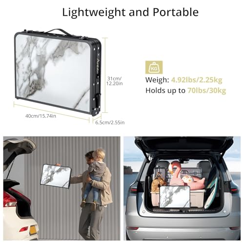 Folding Camping Table with Storage Net, 3 Adjustable Height Aluminum Small Portable Table with Carry Handle M412748