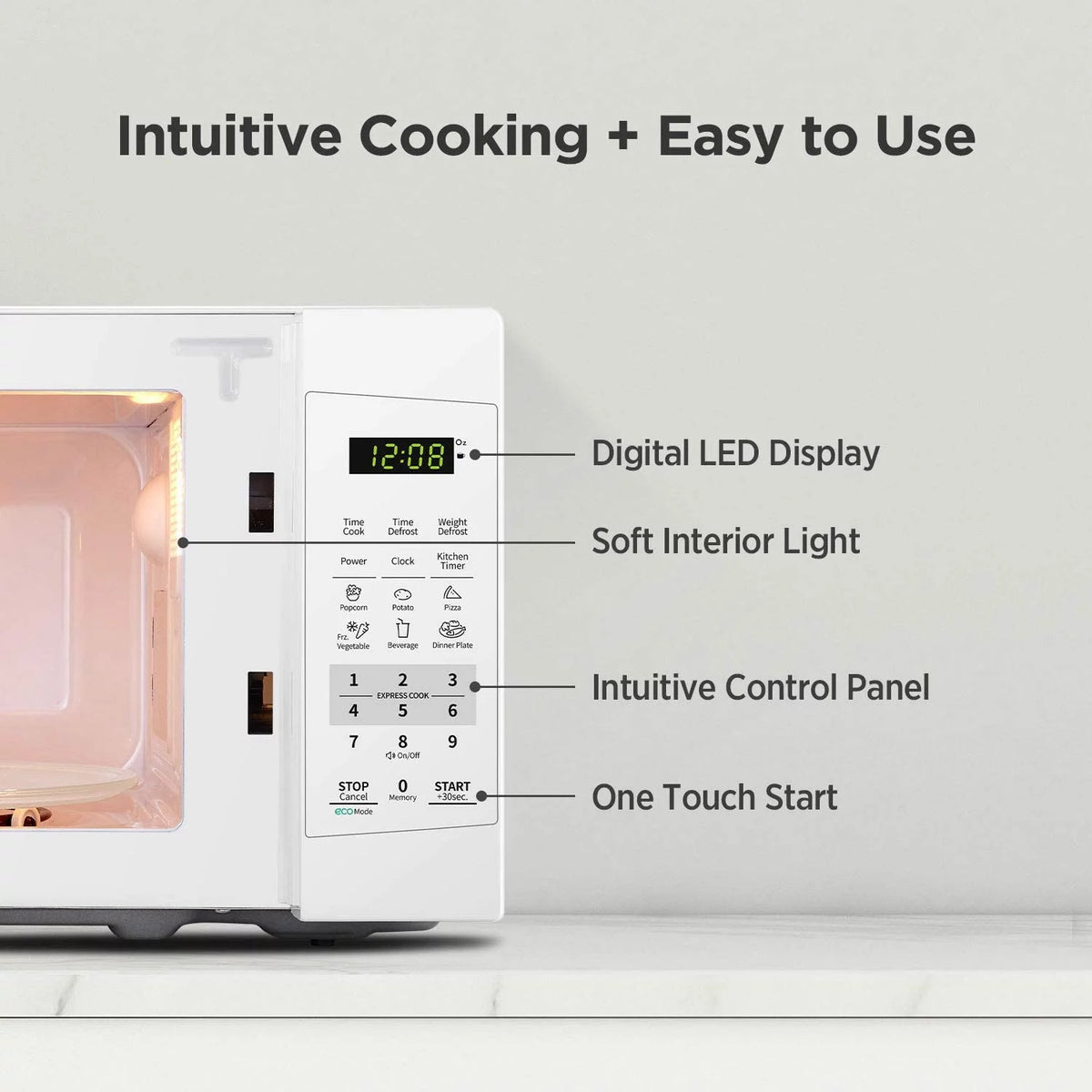 0.7 Cu Ft 700W Pearl White Countertop Microwave Oven Y864