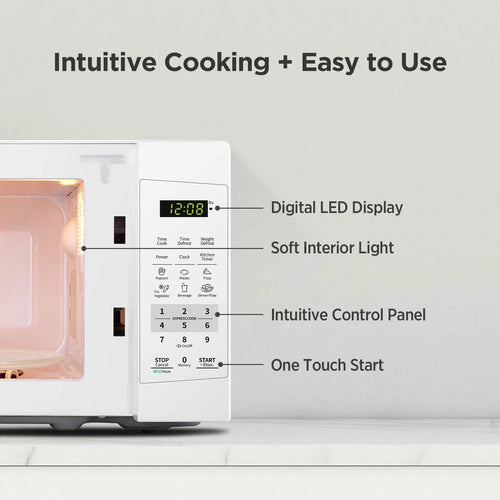 0.7 Cu Ft 700W Pearl White Countertop Microwave Oven Y864