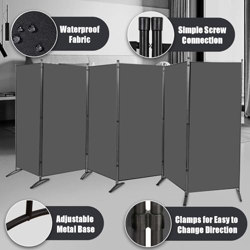 Black 6 Panel Folding Room Divider U668