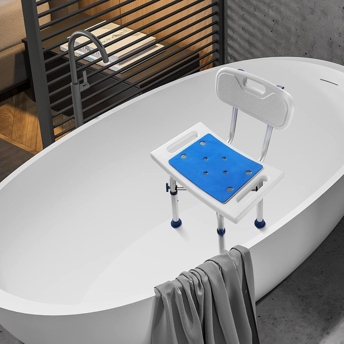 Nonslip Shower Chair with Back Padded Seat C74446