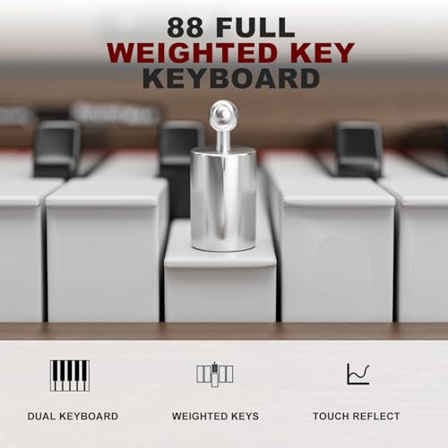 Black Full Size Weighted Key Digital Piano with Piano Bench, Stand, 3 Pedal Y472
