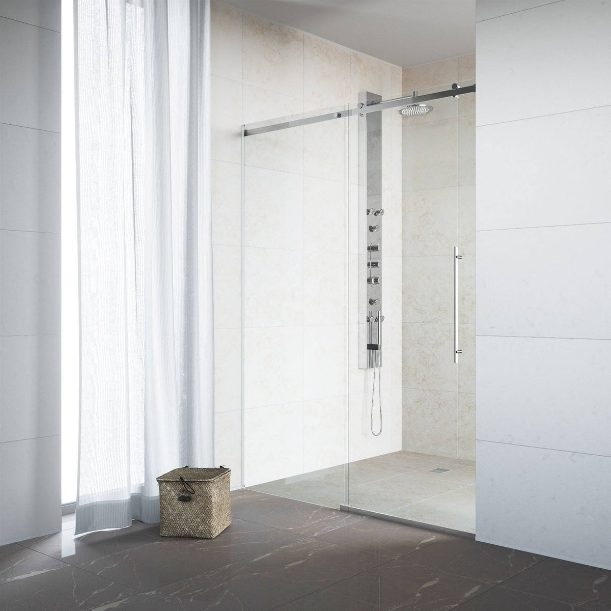 60-Inch Frameless Shower Door with Clear Glass J664