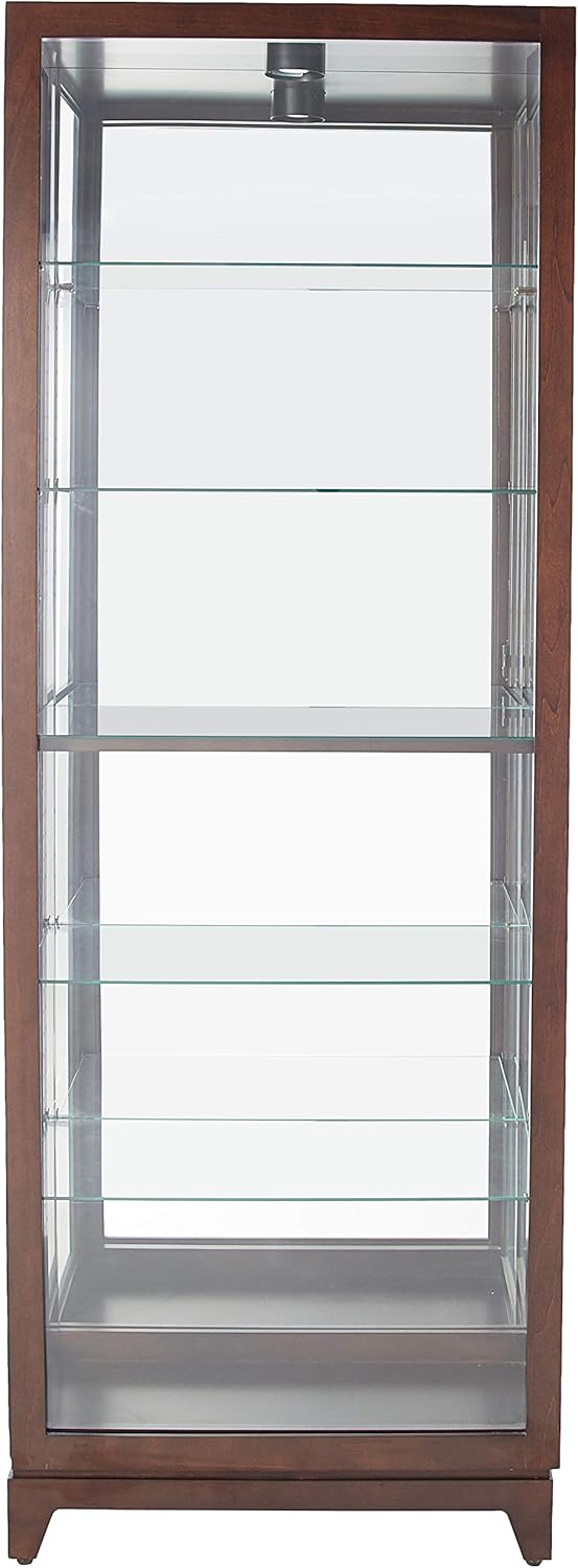 Espresso Curio Cabinet with Five Glass Shelves and Locking Door L51375