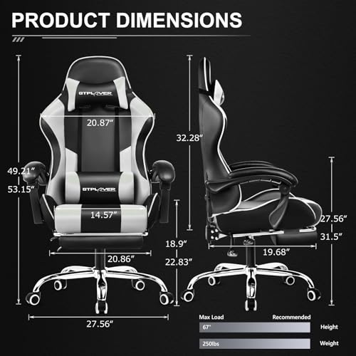 Blue Faux Leather Gaming Chair with Footrest and Lumbar Support G82810