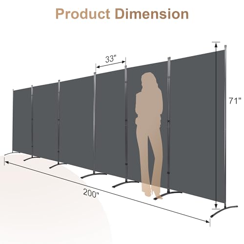 Black 6 Panel Folding Room Divider U668