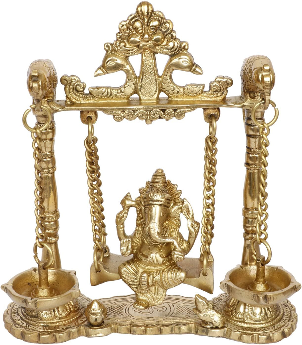 Brass Ganesh Jhula Hanging Swing Statue 9 Inch B806