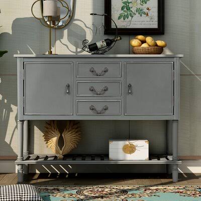 Gray Console Table with 3 Drawers G259