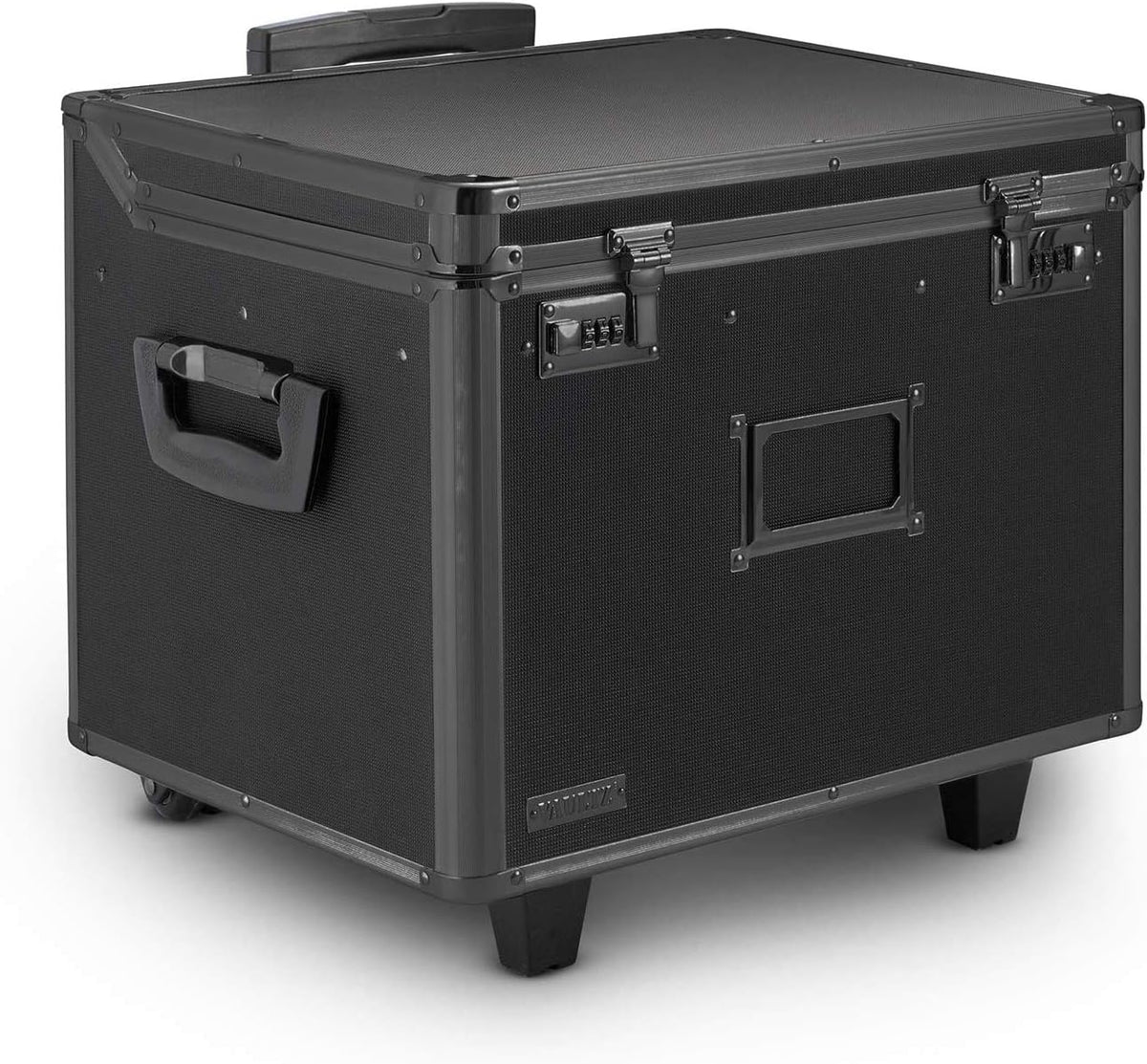 Locking Mobile Rolling File Storage Chest, Letter/Legal Wheelie Case, Black/White Stripes R31987