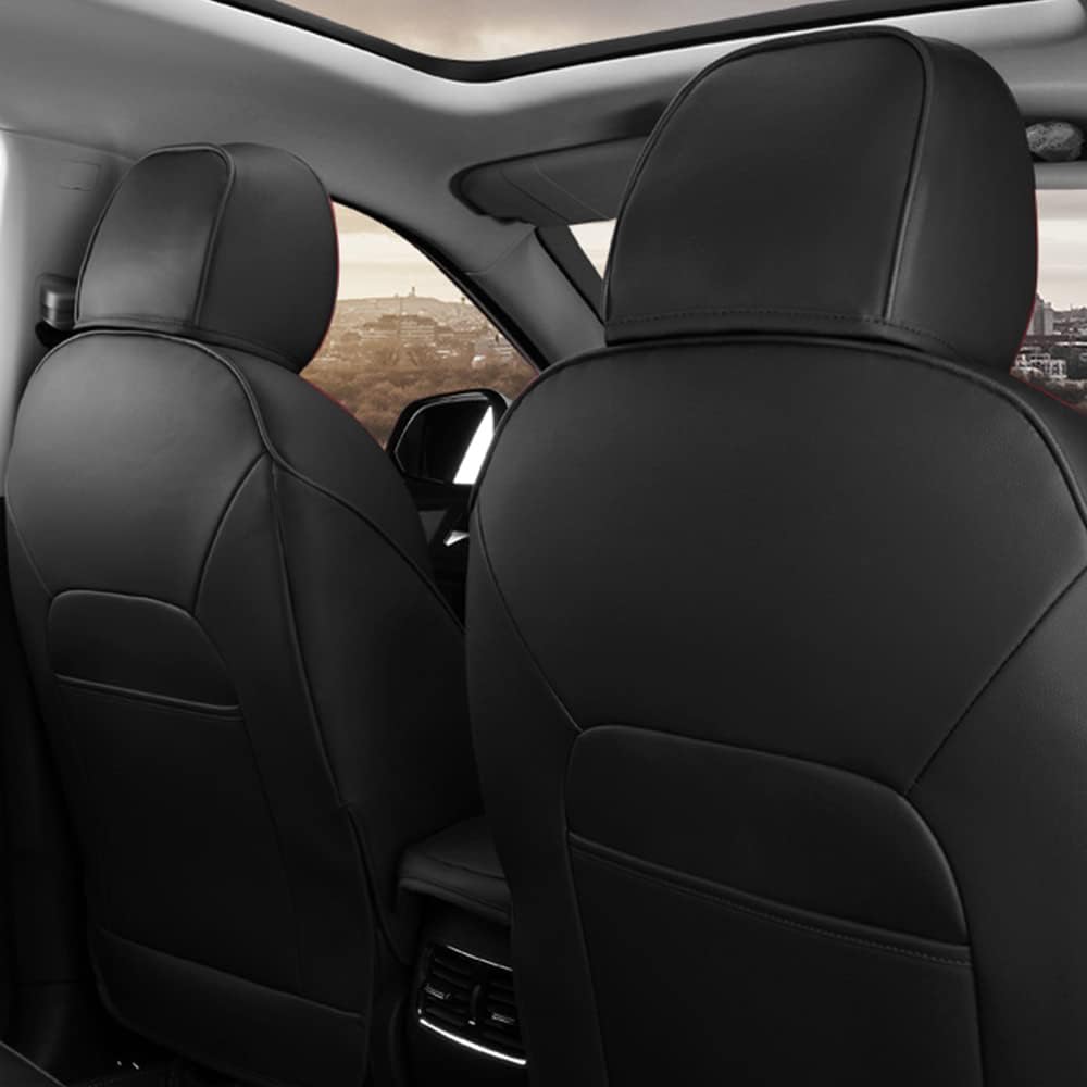 Faux Leather Car Seat Covers Full Set Black A190881