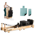 Oak Frame Foldable Wooden Pilates Reformer with Springs Jump Board Sitting Box U9176