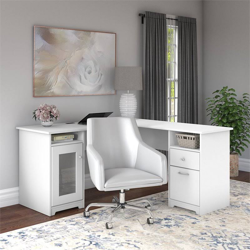 White L Shaped Desk & Chair Set U987960