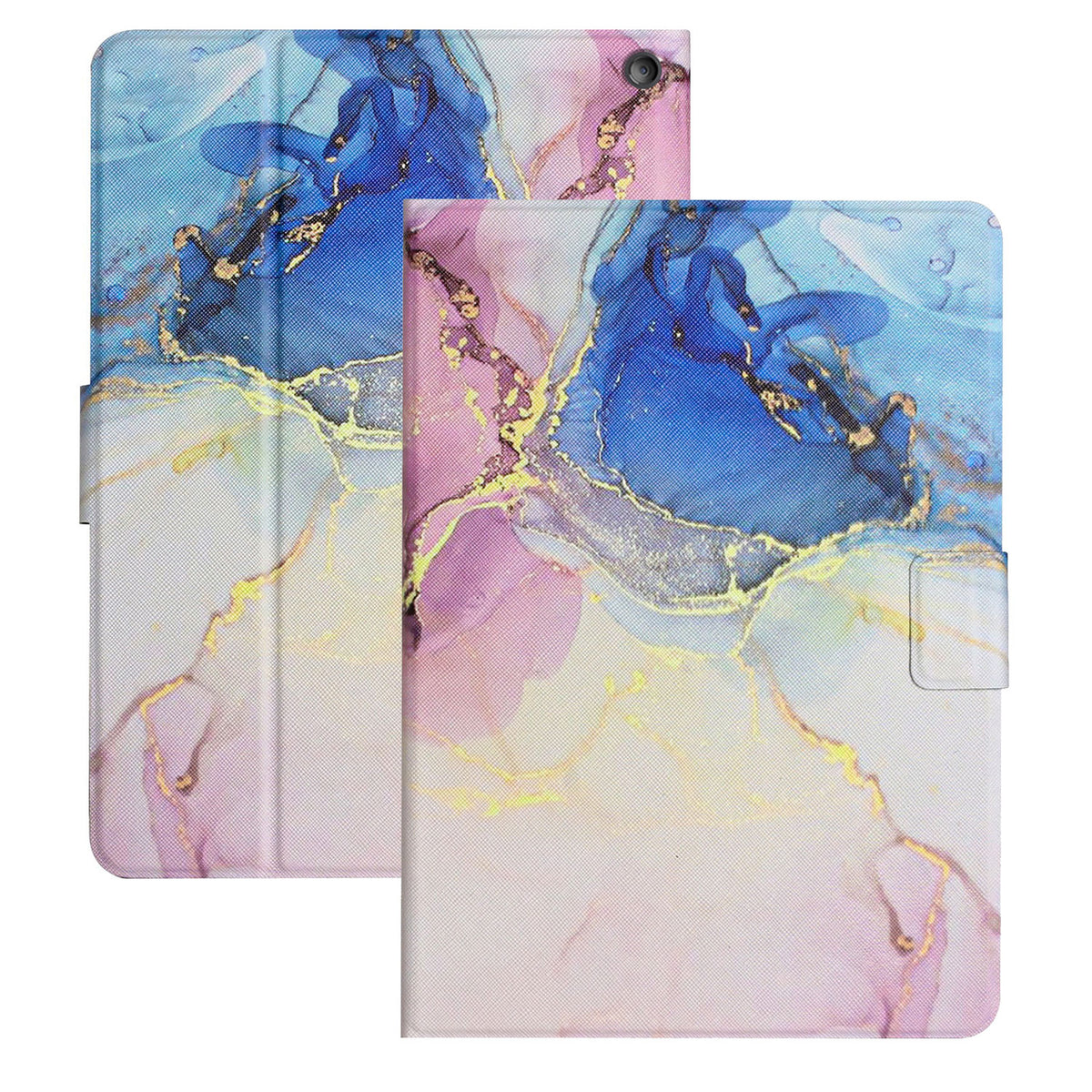 Pink Blue Marble PU Leather Fire HD 10 Tablet Case T5689