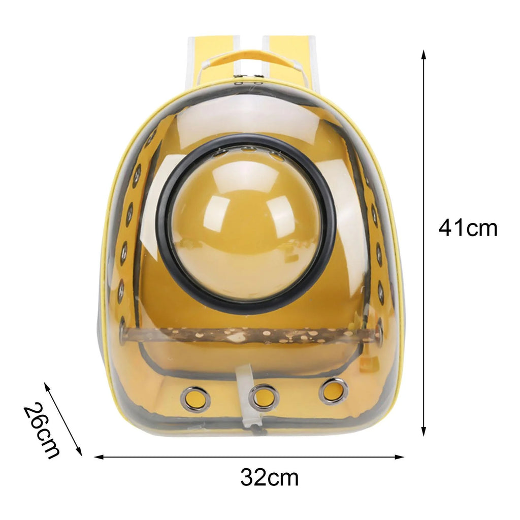 Green Yellow Transparent Bird Carrier with Perch P591439