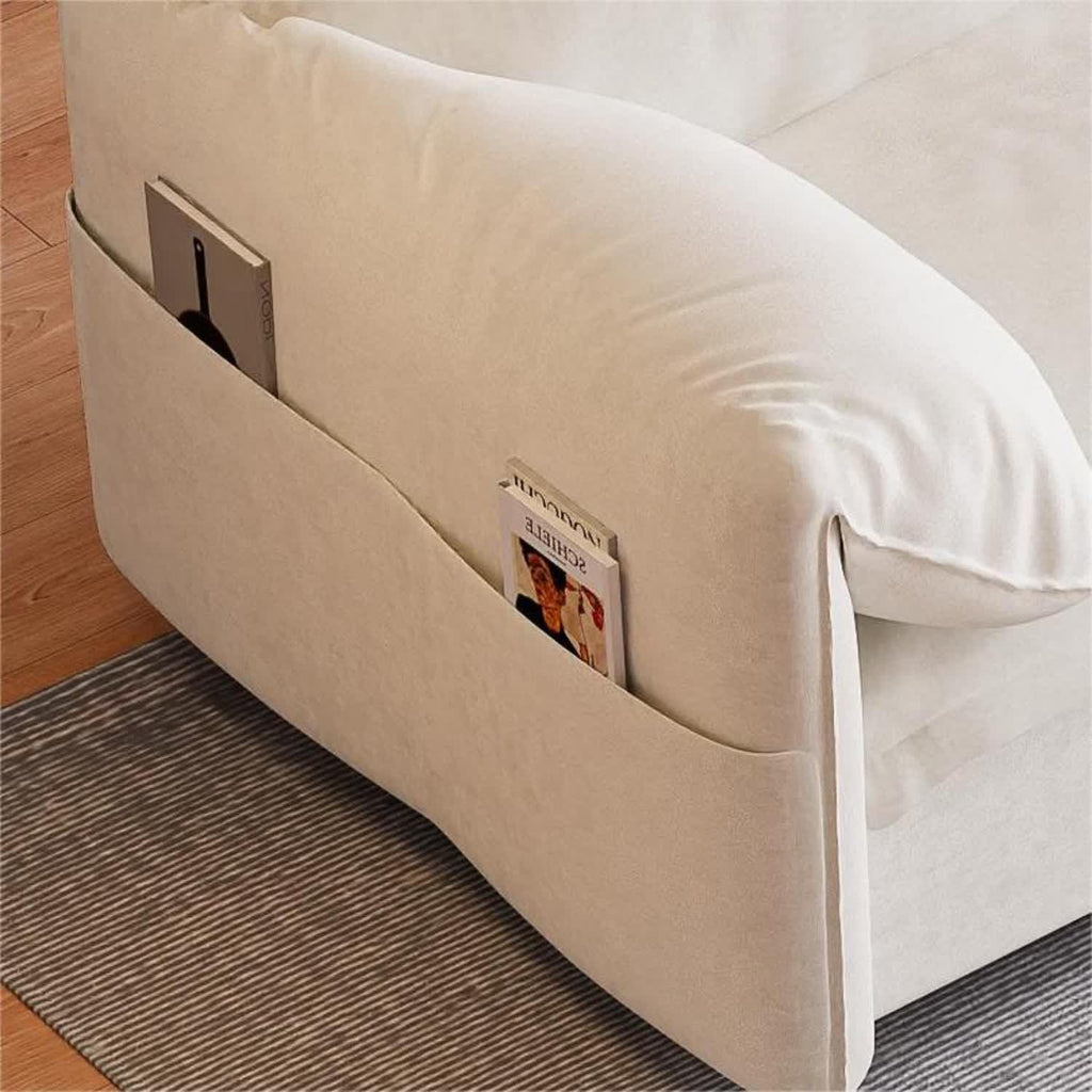 Beige Velvet Queen Size Futon Sofa Bed R564