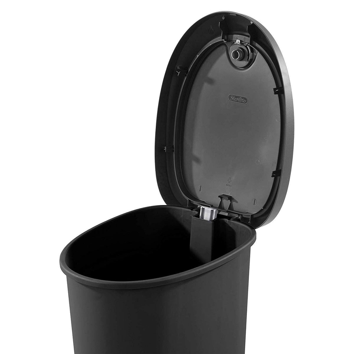 12.6 Gallon Locking StepOn Wastebasket Black 2 Pack S601