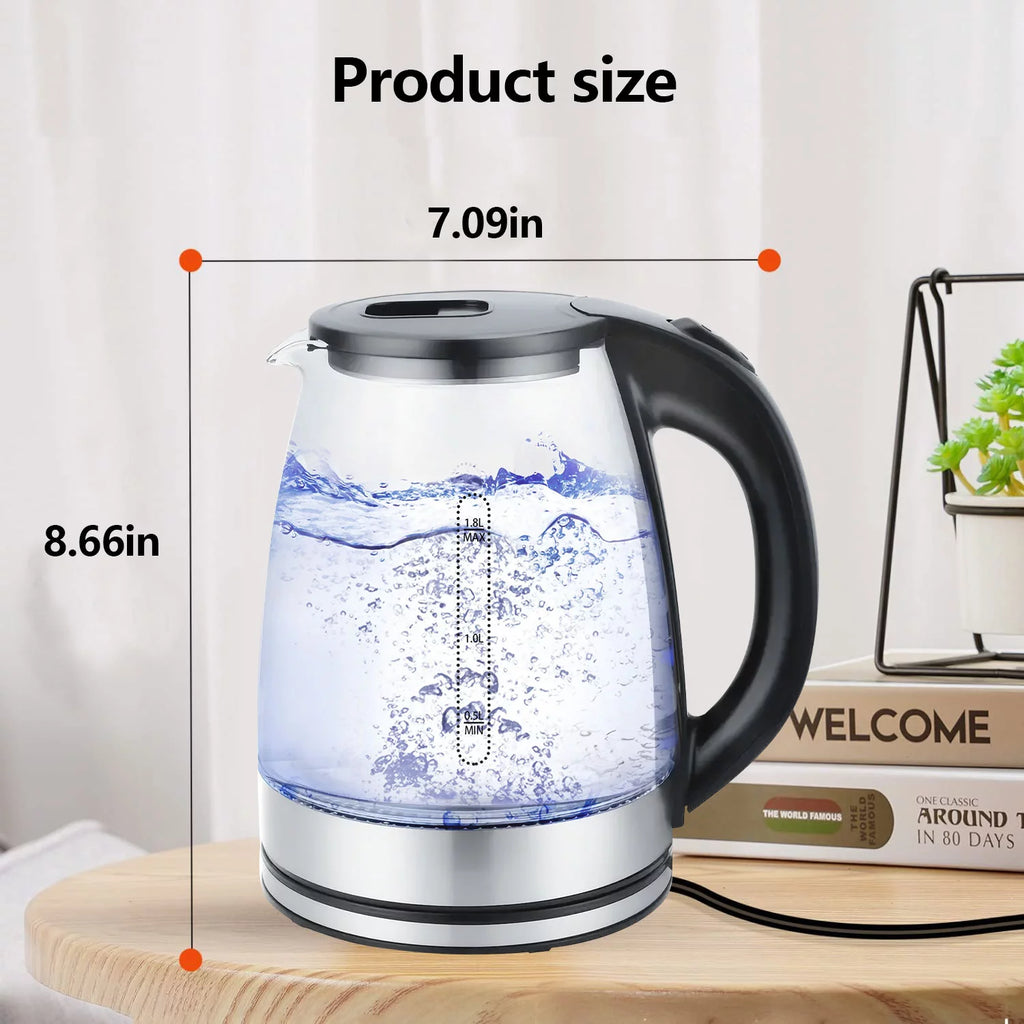 1.8 Liter Glass and Steel Electric Kettle with Auto Shut-Off K214063