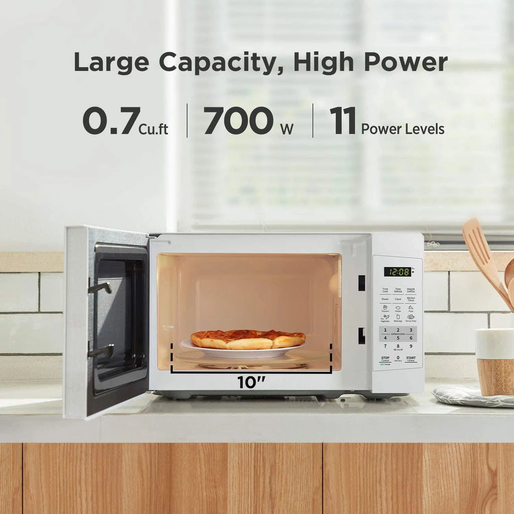 0.7 Cu Ft 700W Pearl White Countertop Microwave Oven Y864